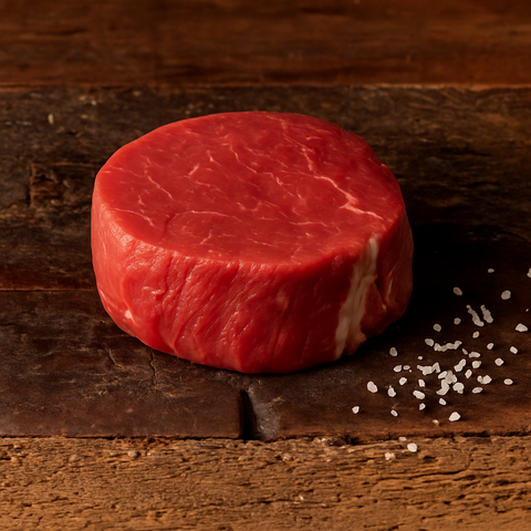 Kogelbiefstuk van Pure Meat & Co, kogelbiefstuk op een houten plank