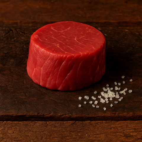 Runder Tournedos Filet Mignon van Pure Meat & Co, tournedos filet mignon op een snijplank