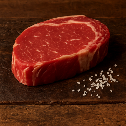 Runderentrecote van Pure Meat & Co, entrecote steaks op een houten plank