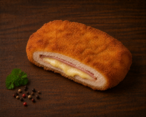 Varkens Cordon Bleu van Pure Meat & Co, varkens cordon bleu op een snijplank