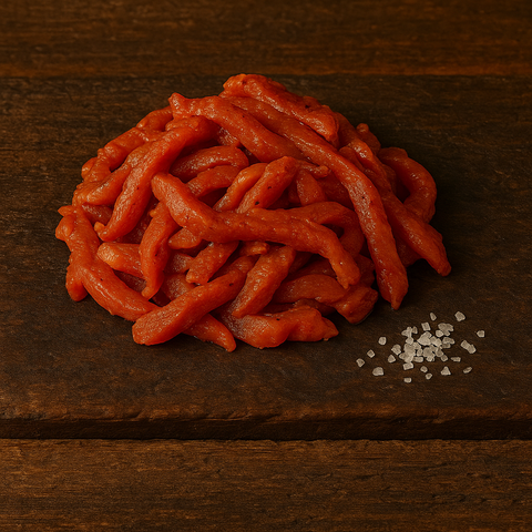 Varkens Gyrosvlees van Pure Meat & Co, varkens gyrosvlees op een plank